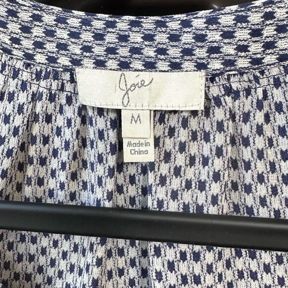 Joie Silk Navy White Top Blouse Size M - Picture 5 of 8